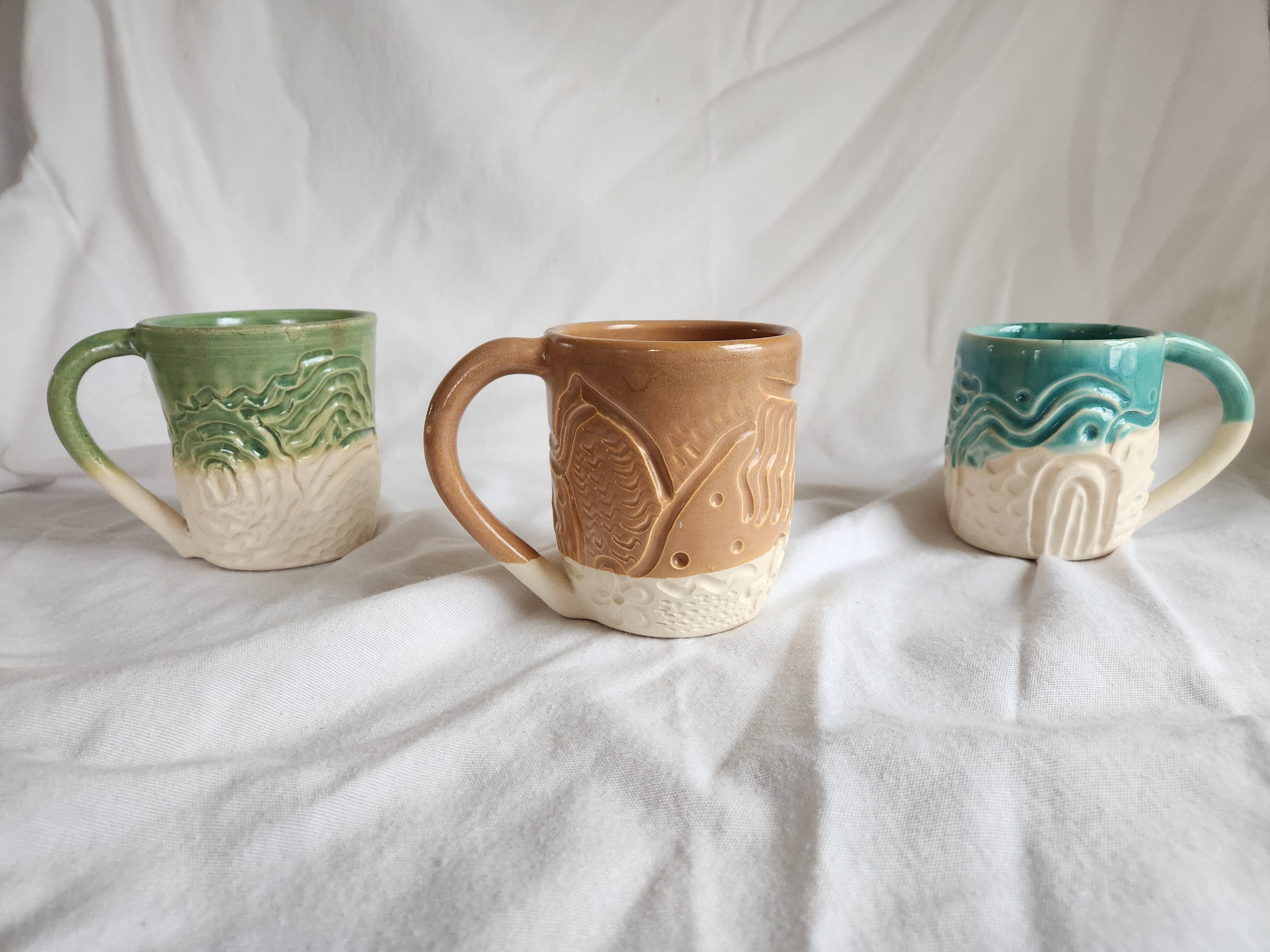 Natural Clay Carved Mug